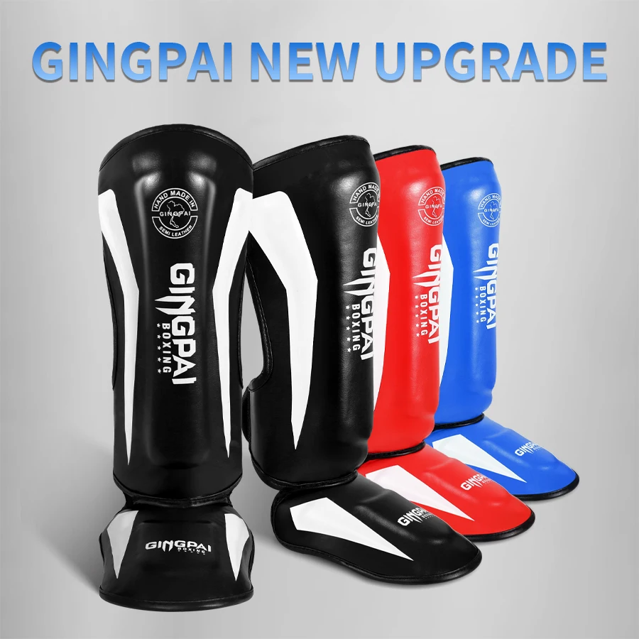 GINGPAI One Pair High-Quality Boxing Shin Guards Ankle Protector MMA Muay Thai Training Leg Warmers Light Kicking Shin Pads