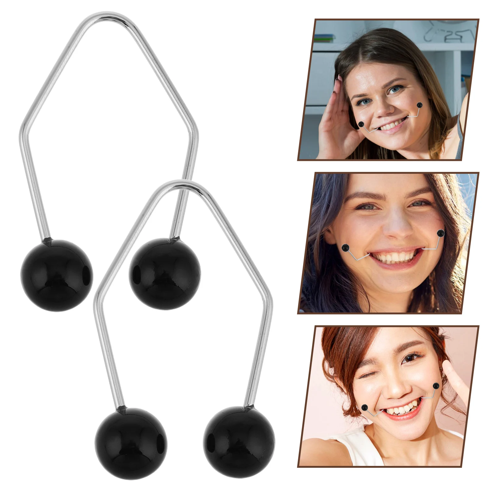

2pcs Black Bead Dimple Trainer For Cheeks Natural Dimples Creation Device Facial Muscle Toning Tool Portable Face Exercise Tool