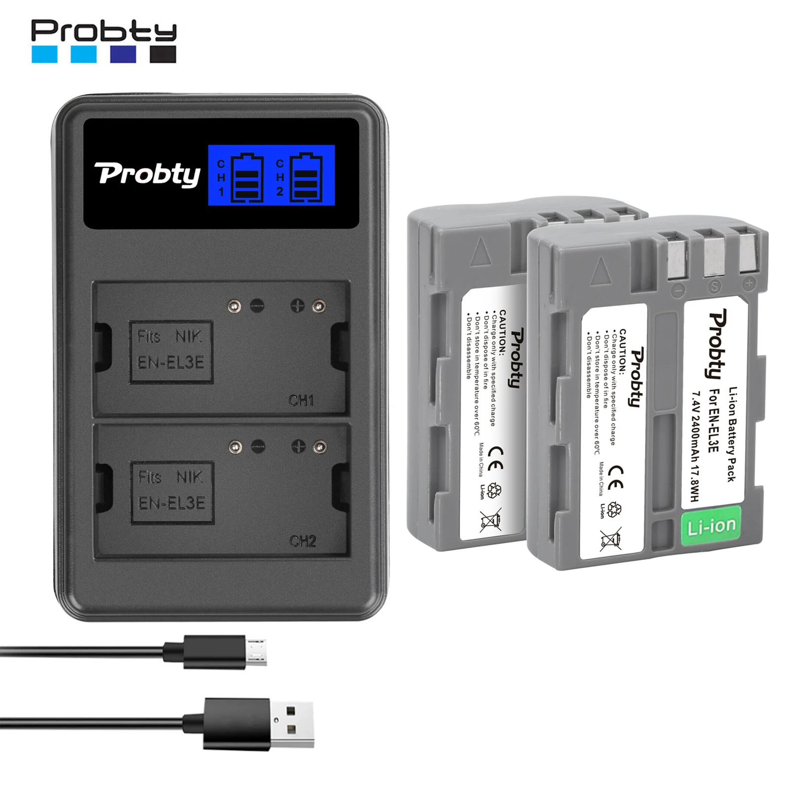 EN-EL3e Replacement Battery+LCD Chargerfor Nikon D50 D70 D70s D80 D90 D100 D200 D300 D300s D700 Digital SLR Cameras