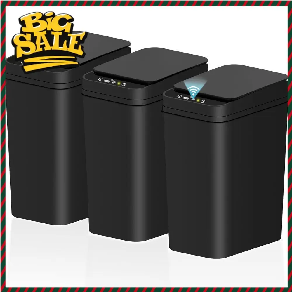 

Bestseller2.6 Gallon Automatic Touchless Trash Can with Lid, Slim Waterproof Sensor Bin for Home Office Use - Black