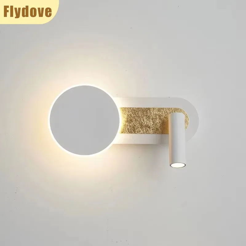 Bedroom LED Creative Warm Corridor Bedside Background Wall Light with Switch Rotatable Spotlight Indoor Decorative Wall Light