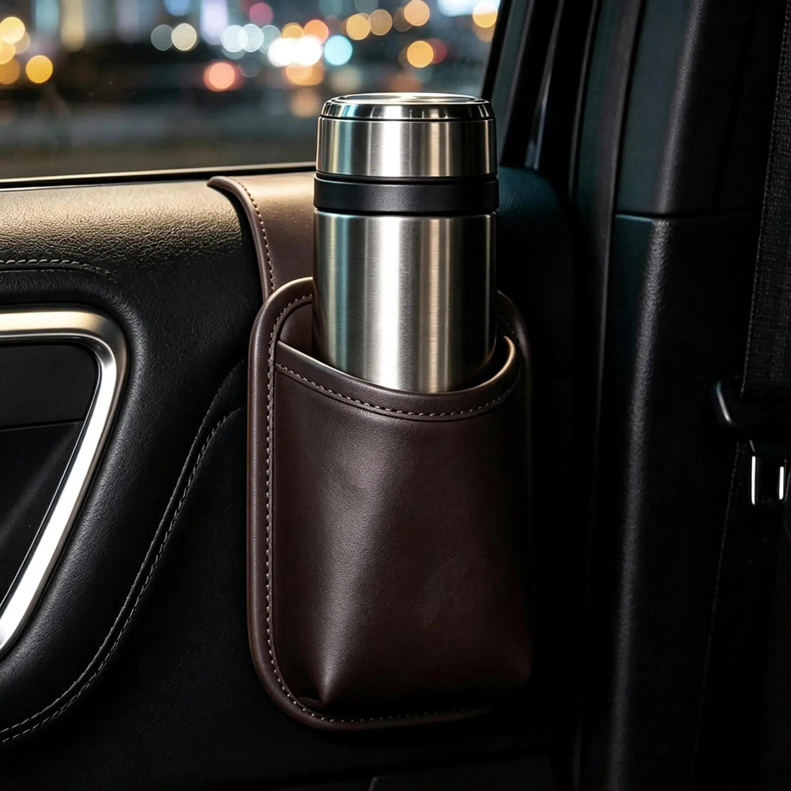 Multifunctional Leather Door Cup Holder Beverage Holder Storage Bucket Rear Seat Cup Holder Storage Bag Car Interior Accessories