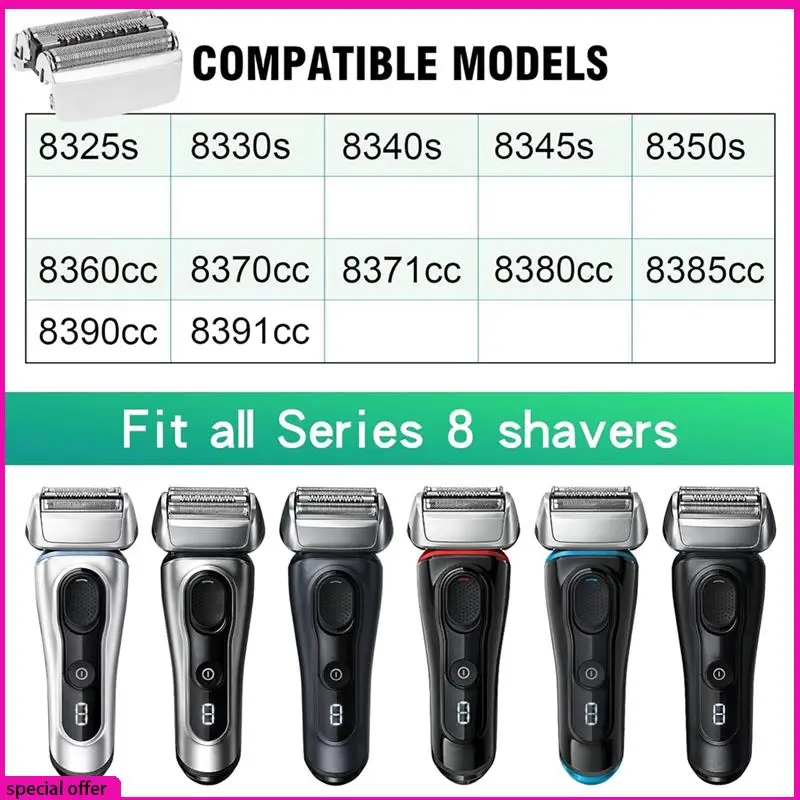 A65Z 2 قطعة سلسلة 8 83 متر ماكينة حلاقة كهربائية رئيس الفضة البلاستيك + المعدن ل براون S8 شفرات حلاقة كهربائية نموذج 8370Cc ، 8340S ، 8350S ، 84 #4