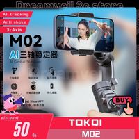 TOKQI M02 3-Axis Handheld Gimbal Phone Selfie Tripod Anti Shake Stabilizer Detachable Remote Custom For IOS Android Smartphone