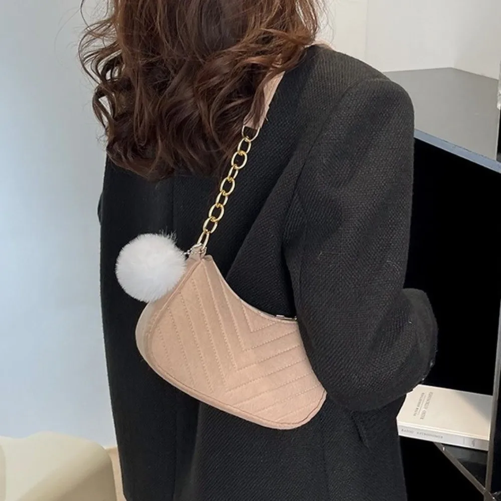All-match Fashion Design Mini Shoulder Bag Trendy Simple Design Felt Underarm Bag Casual Light Weight Handbag Women
