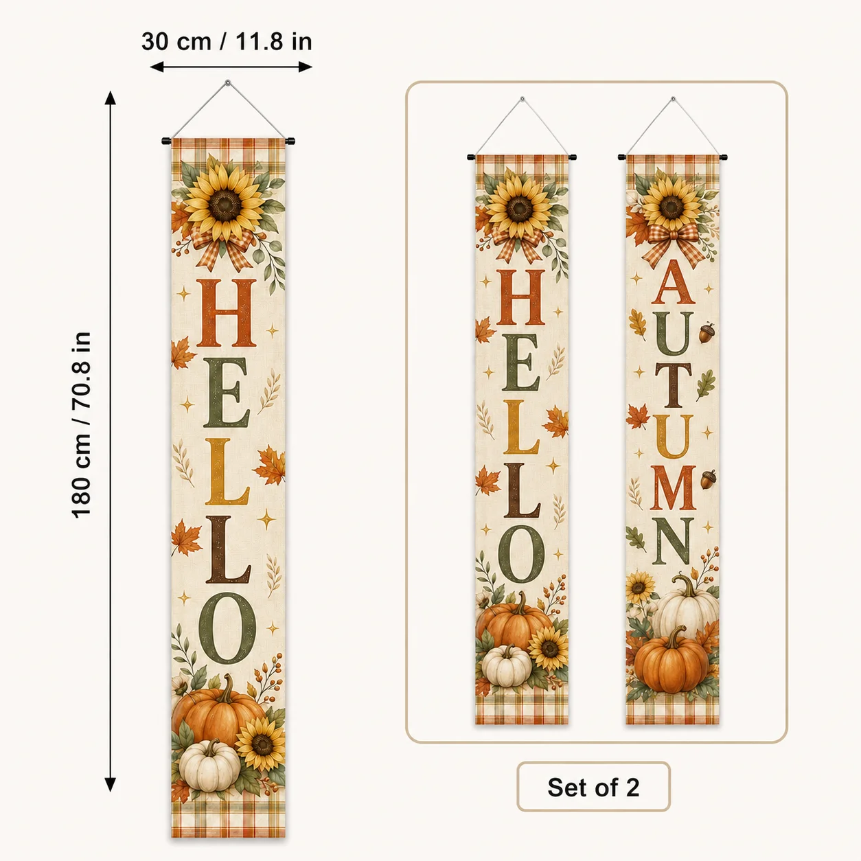 2pcs Personalized Porch Banner 30x180cm Custom Door Banner Polyester Hanging Sign for Birthday Wedding Holiday Entrance Decor