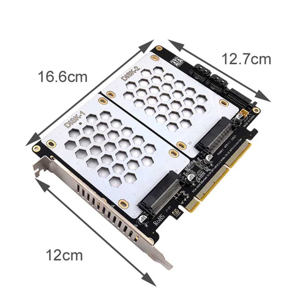U.2 بطاقة محول محرك مزدوج 2.5 بوصة SATA القرص الصلب إلى PCIE4.0 سبليت بطاقة U2 إلى PCI E بطاقة محول U.2 PCIe محول