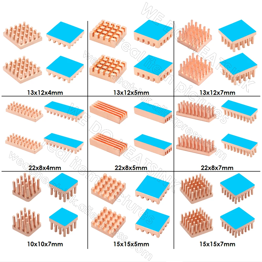 WE DO HEATSINK 10x10x7mm 15x15x7mm Without or With Thermal Pad Pure Copper Heat Sink For Raspberry Pi Banana Pi IC Chip Package