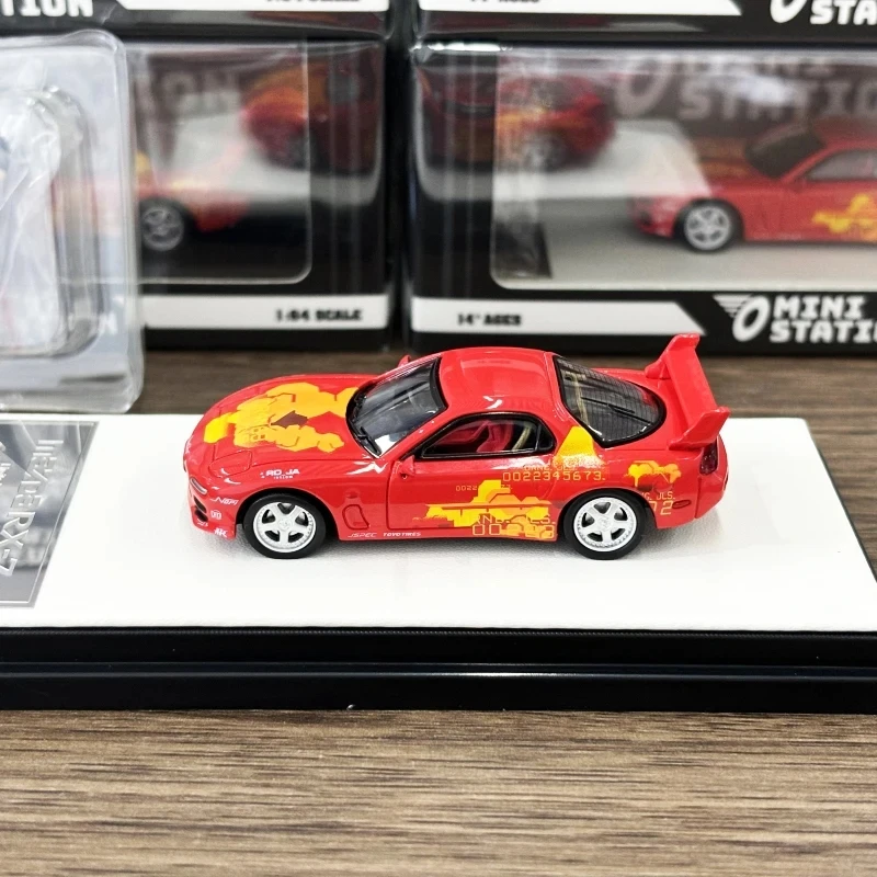 Mini Station 1/64 RX7 Reddish Orange Collection Gift Scale Model Car