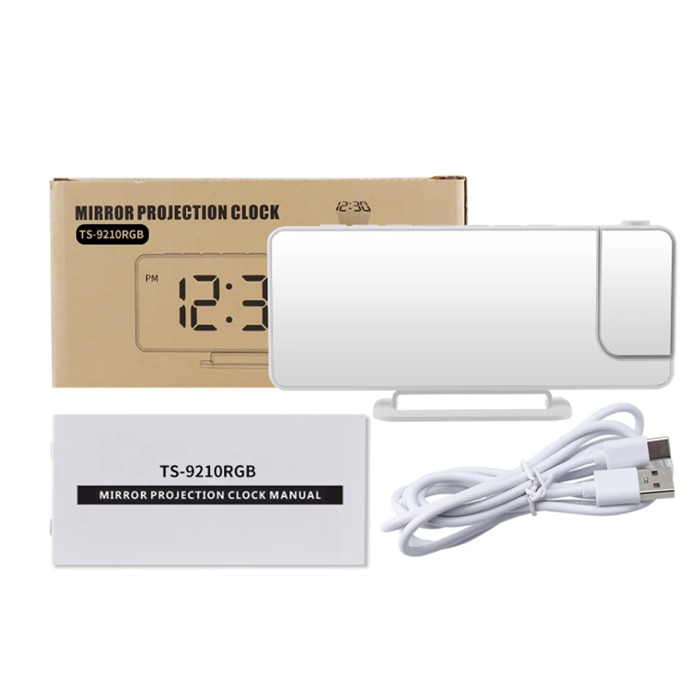 

Большой светодиодный будильник с регулируемой яркостью, функцией зарядки для мобильных устройств и других электронных гаджетов, белый корпус, RGB