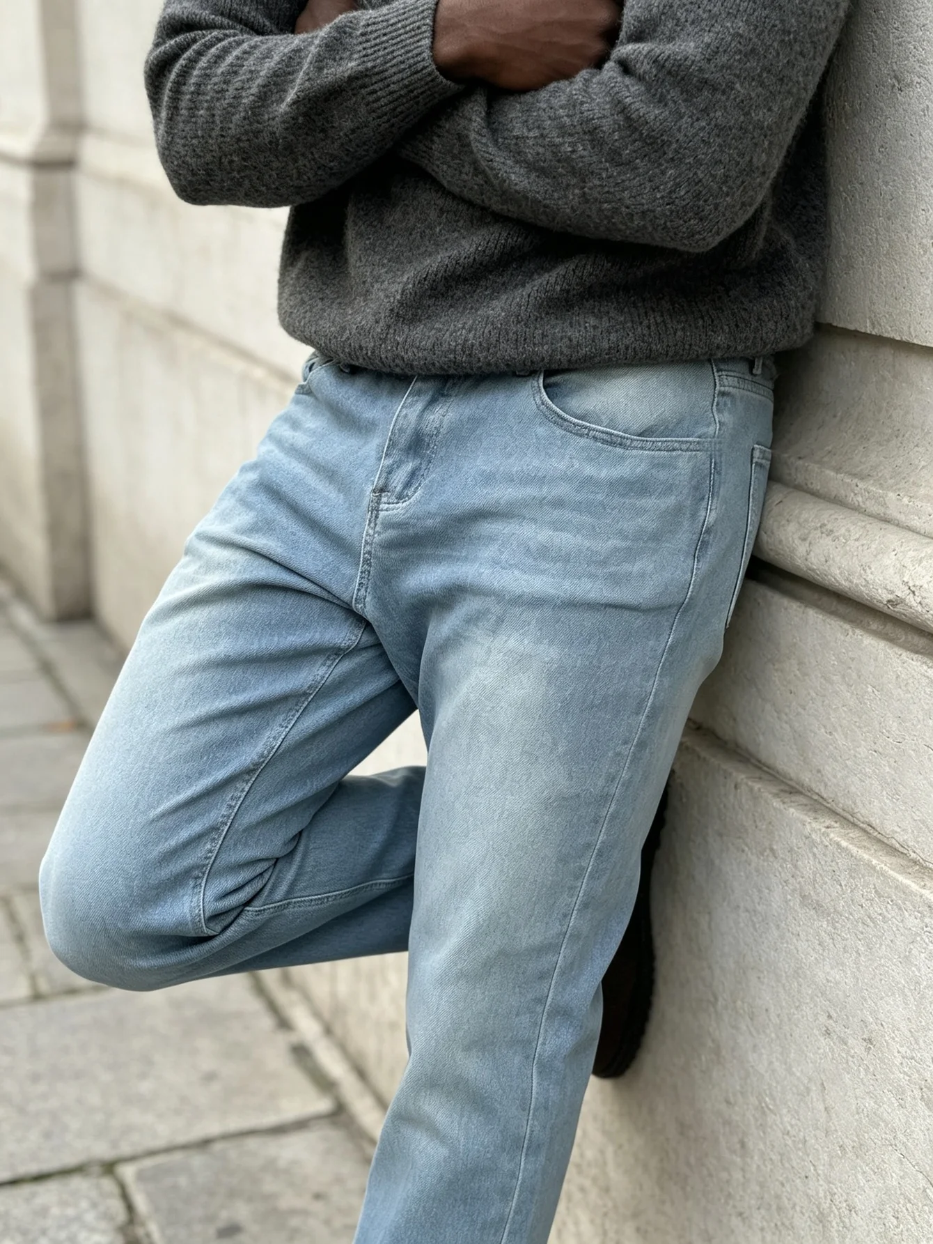 Pale Vintage Wash Y2K Trendy American Street Straight Oversized Denim Trousers Elastic Adjustable Waist Skate City Outfit, Nice