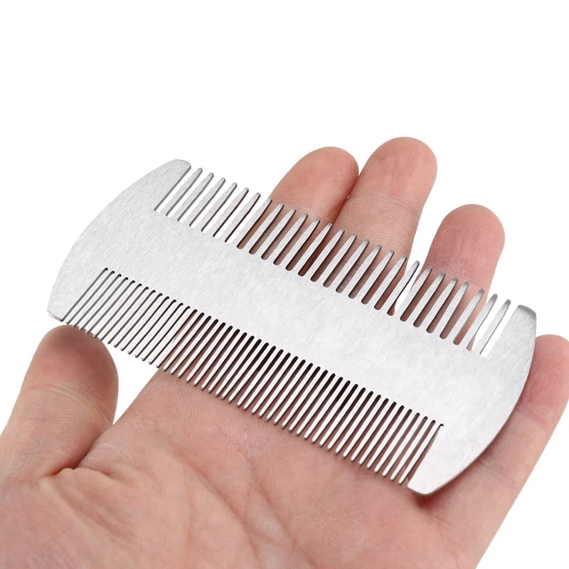 4X Dual Action Stainless Steel Edc Credit Card Size Comb Wallet Comb Pocket Comb Anti-Static Hair Comb