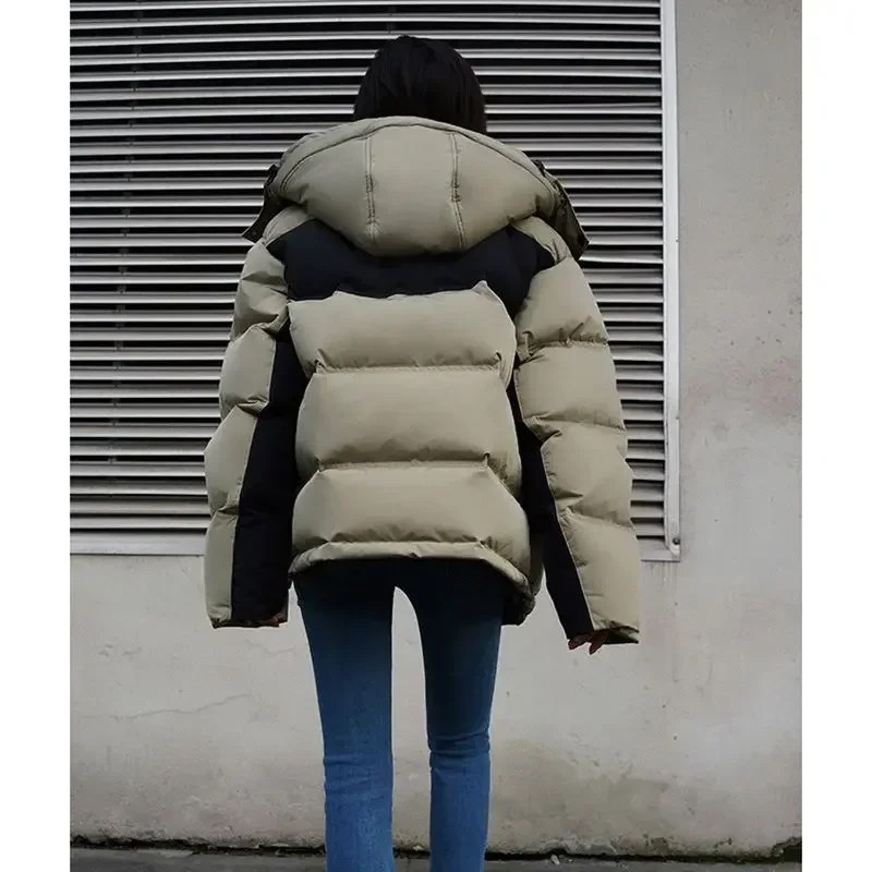 Winter Hooded Short Puffer Jacket Women Autumn Winter Loose Thick Cotton Padded Coat Female Streetwear Oversized Parkas Mujer