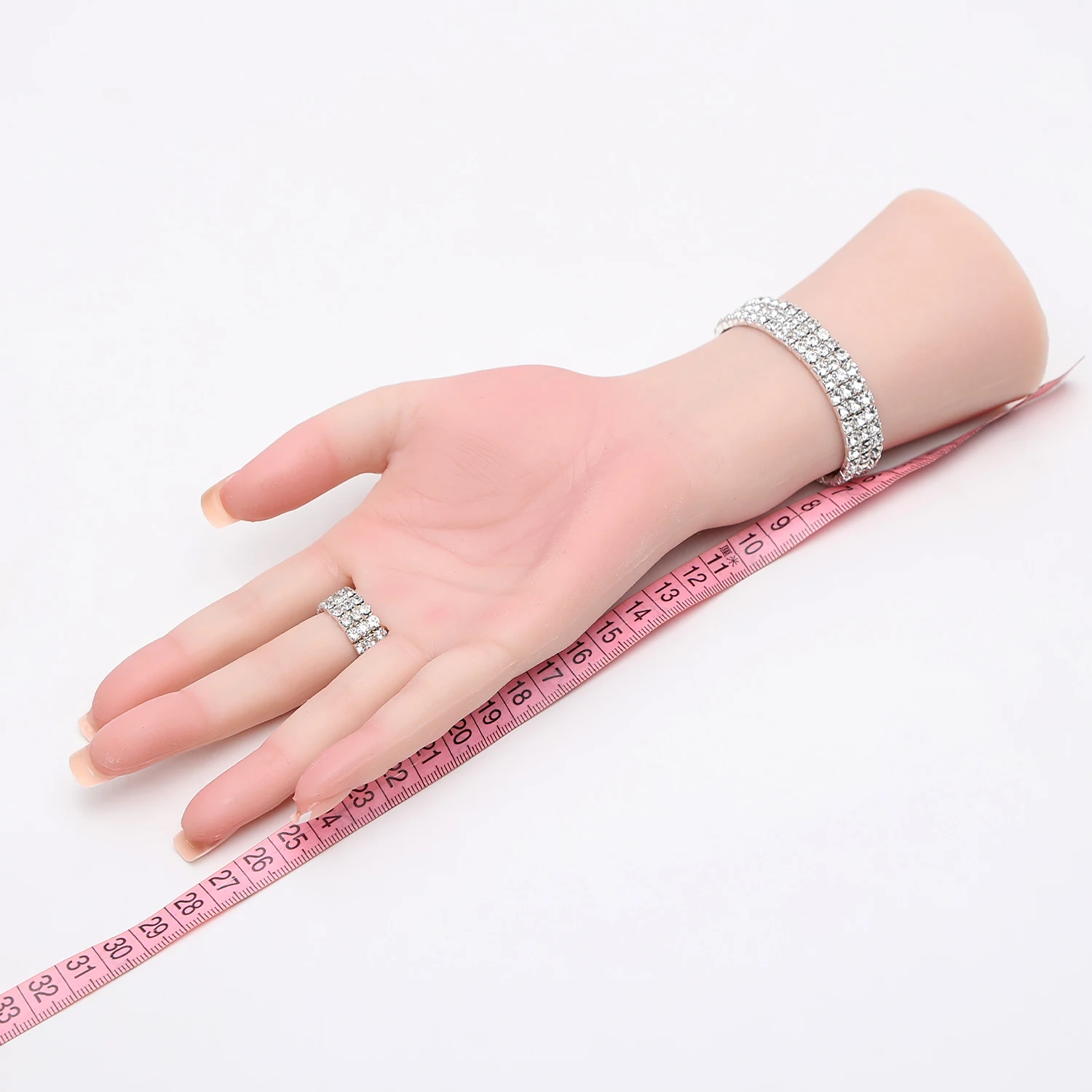 

Female Silicone Practice Hand Model Flexible Fingers Bent Wrist For Nails Ring Bracelet Watch Display Props Painting Henna Art