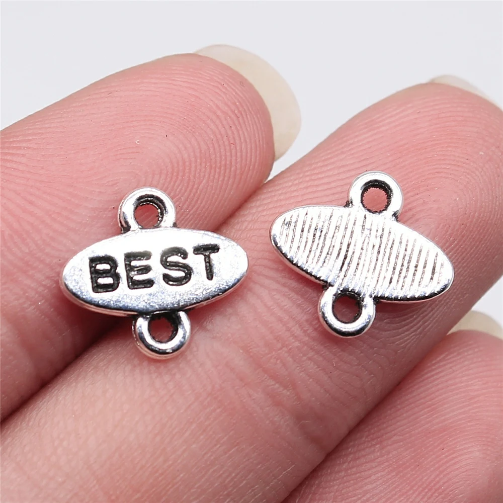 

Wholesale 300pcs/bag 13x12mm Best Connector Pendant Charms Wholesale Antique Silver Color Zinc Alloy Jewelry Findings