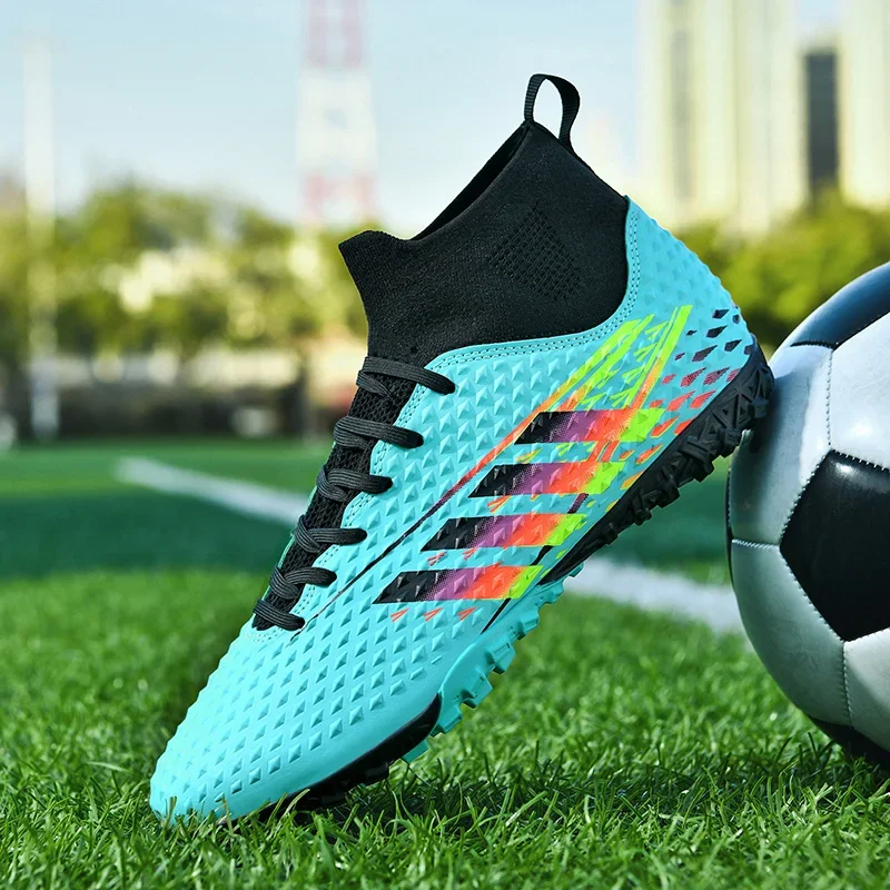 

Men's Soccer Shoes Soft Football Boots Long Nail Non-Slip Grass Training Sneakers Women Cleats Outdoor High Top Sport Footwear