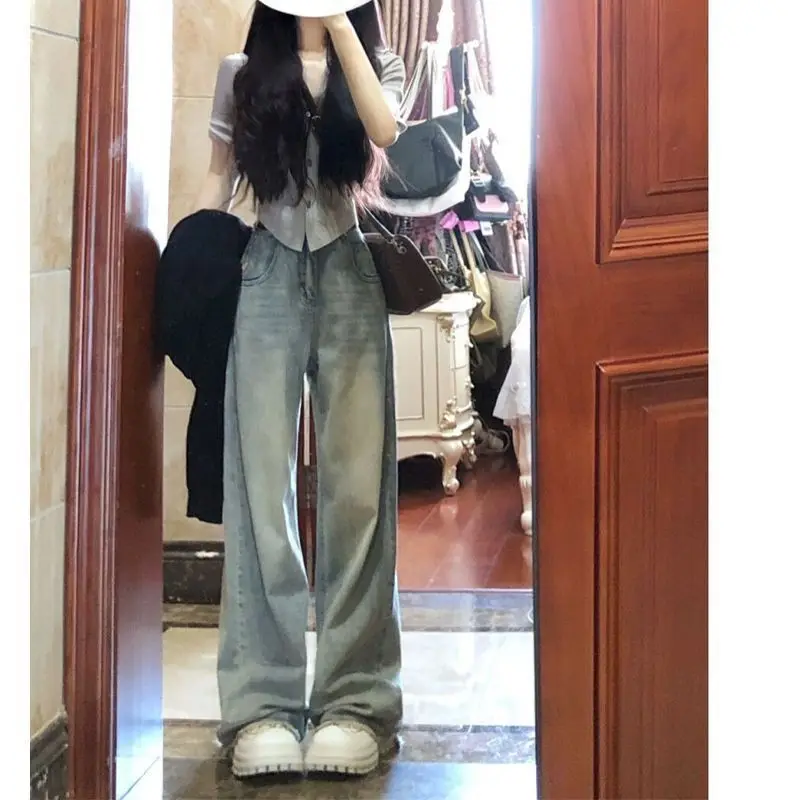 

Женские мешковатые джинсы, мешковатые женские джинсы с принтом тай-дай, отбеленные, нерегулярный дизайн, градиент, разноцветные, уникальное искусство, крутой, художественный, летний пляж