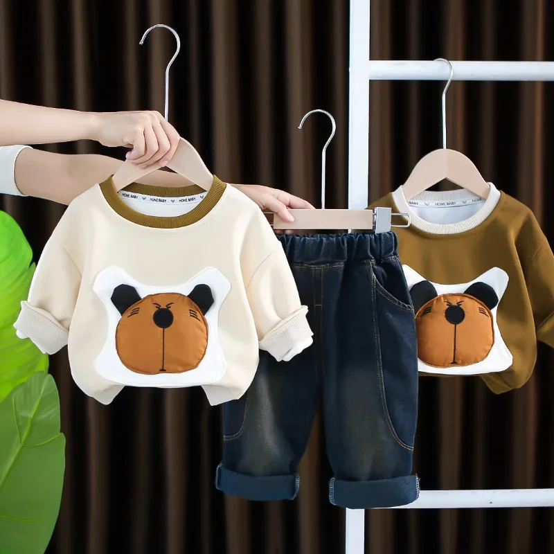 

New Spring Autumn Baby Clothes Set Children Boys Long Sleeved T-Shirt Pants 2Pcs/Sets Kids Girls Clothing Infant Cartoon Costume
