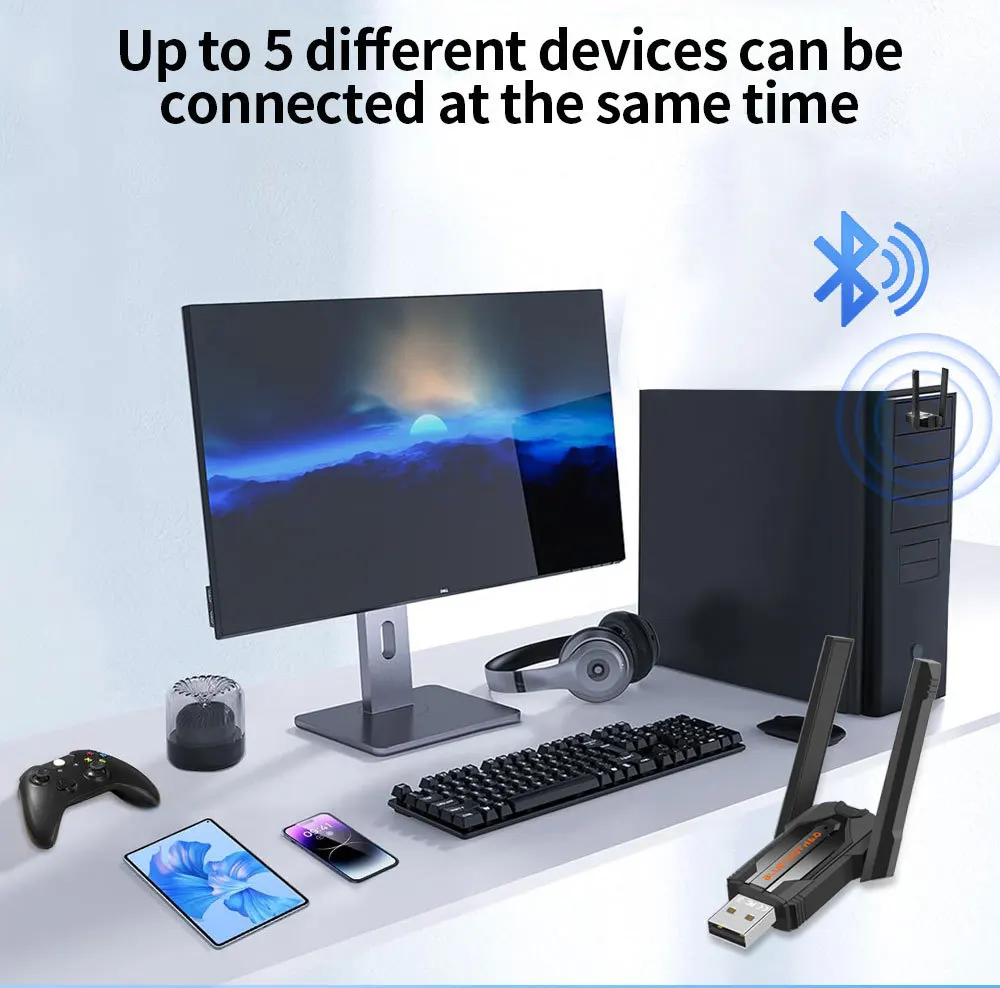 USB Bluetooth 6.0 5.4 адаптер 200 м Bluetooth ключ для ПК беспроводная мышь клавиатура музыкальный аудиоприемник передатчик