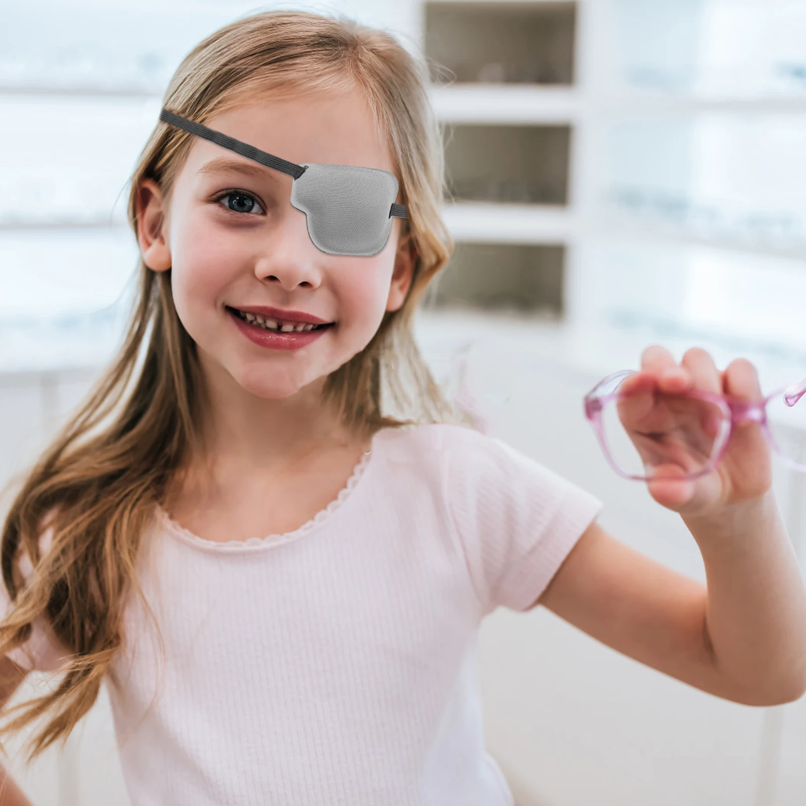 

4 Pcs 3D Eye Mask Elastic Polyester Adjustable Strap Shading Effect Amblyopia Tool Single Cover for Adults Kids