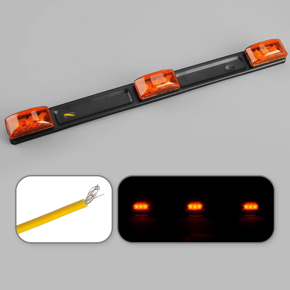 Stainless Amber LED Rear Clearance ID Marker Light Bar 12V 3W IP67 Fit for Truck Trailer Pickup Boat Tail Lamp