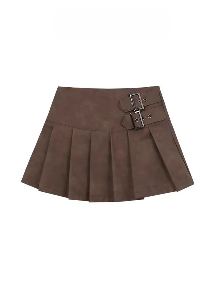 

Ce Коричневая юбка в стиле ретро с высокой талией, плиссированные юбки трапециевидной формы для женщин, осень-зима, новые Sle Sweet Cool и...