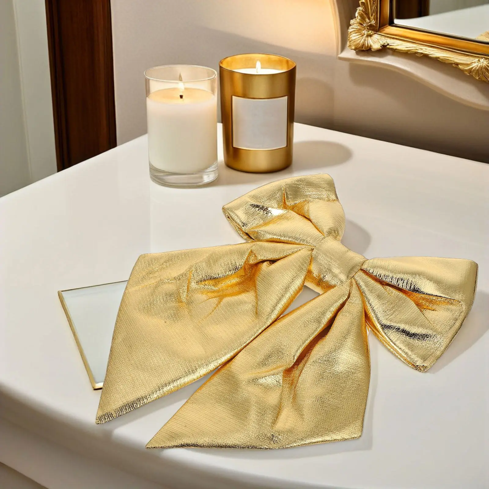 Extra Large Gold Fabric Bow 15.7x11.8 Inches Elegant Wedding Bow Decoration Aisle Backdrop Door Cake Table Christmas Tree Topper