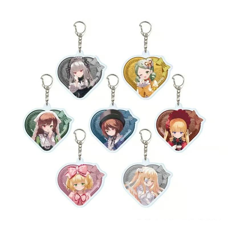 6CM Anime Rozen Maiden Sui gin tou kanaria Souseiseki Sui sei seki Shinku Hinaichigo Kirakishou Acrylic Keychain pendant Toys