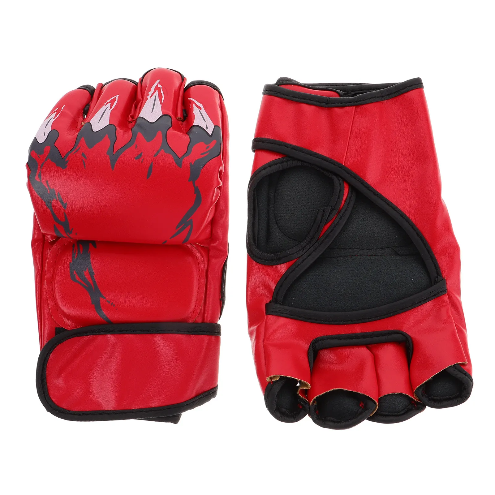 

1Pair Red Boxing Gloves Unisex Adults Sparring Sandbag Training Mma Muay Thai Kickboxing Karate Taekwondo Finger Protection