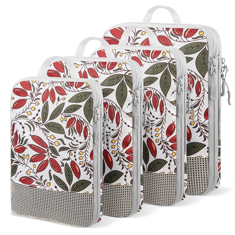Travel Compression Packing Cubes 4Pcs Luggage Packing Bag Set Compressible & Expandable Storage Bag Essential Travel Accessories