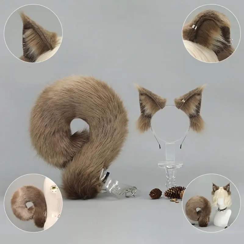 77He Squirrel Costumes Set Oreg e coda set abbigliamento per animali Halloween Animal Fancy