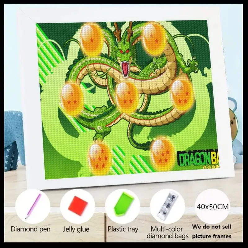 

1 шт. Dragon Ball Z Shenron Dragon & Seven Dragon Balls 5D Набор для алмазной живописи, DIY Полная дрель Кристалл Горный хрусталь Картина драгоценных камней, L