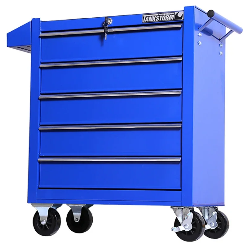 Hardware toolbox Hand push five drawer tools car Auto repair trolley heavy duty mobile cabinet portable tool storage accessories