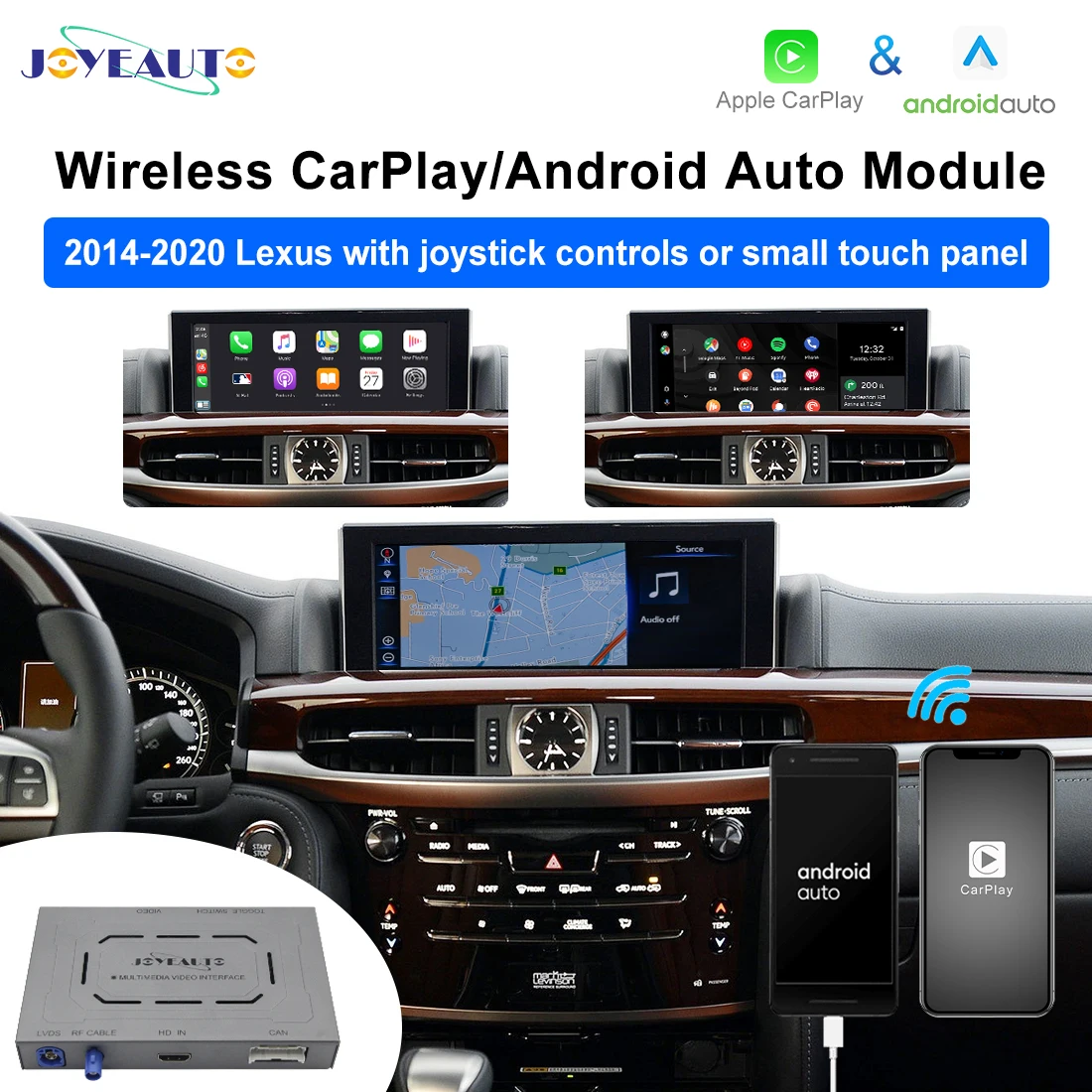 

JoyeAuto Wireless CarPlay for 2014-2020 Lexus with Joystick Controls or Small Touch Panel Android Auto Interface Box Mirroring