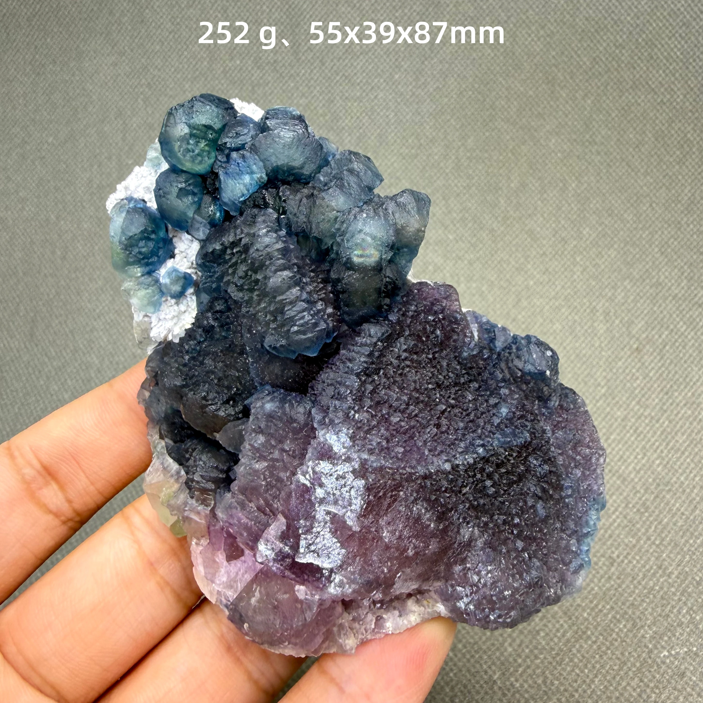 Natural Inner Mongolia Blueberry Fluorite Crystal Cluster Blue Purple Mineral Specimen