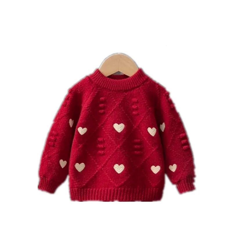 Girls Knitted Sweaters Autumn Winter Children Woolen Sweatshirts Tops For Baby 1 To 7 Years Coats Clothes Kids Pullover Sweater