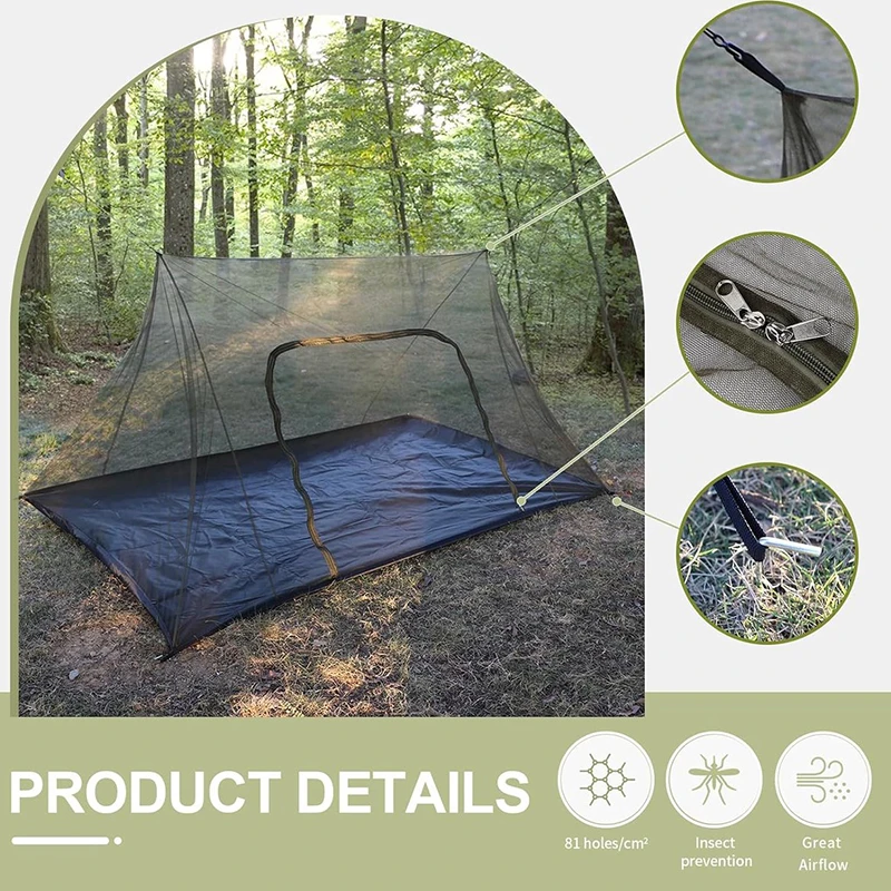 Inner Tent Anti Mosquito Net Ultra Light Trekker Backpacking Tent for 2 Person with Waterproof Oxford Floor Anti-Mosquito Tent
