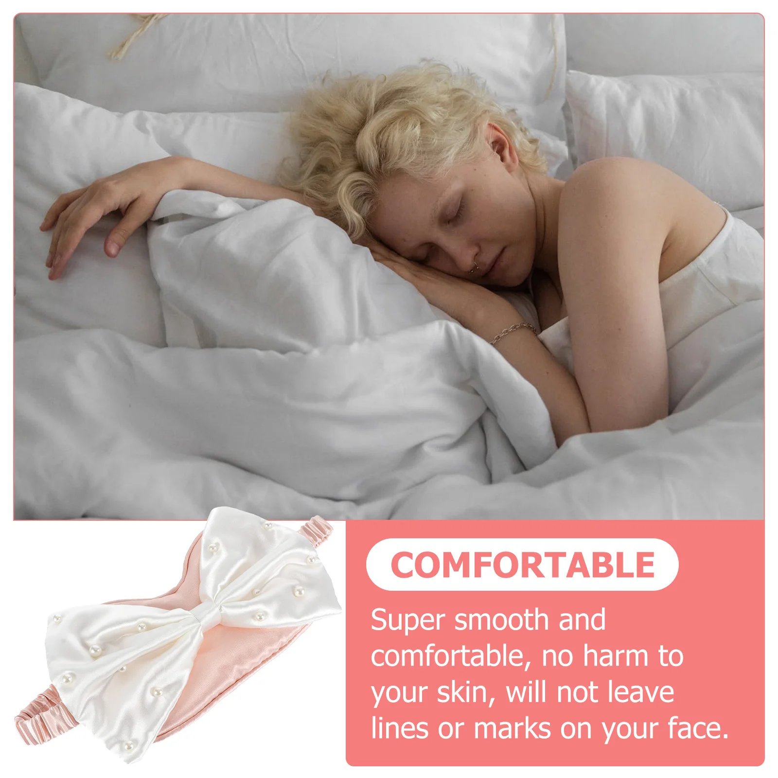 

Pearl Eye Patch Lightweight Comfortable Sleep Mask For Women Girls Gentle Skin-Friendly Adorable Bow Design