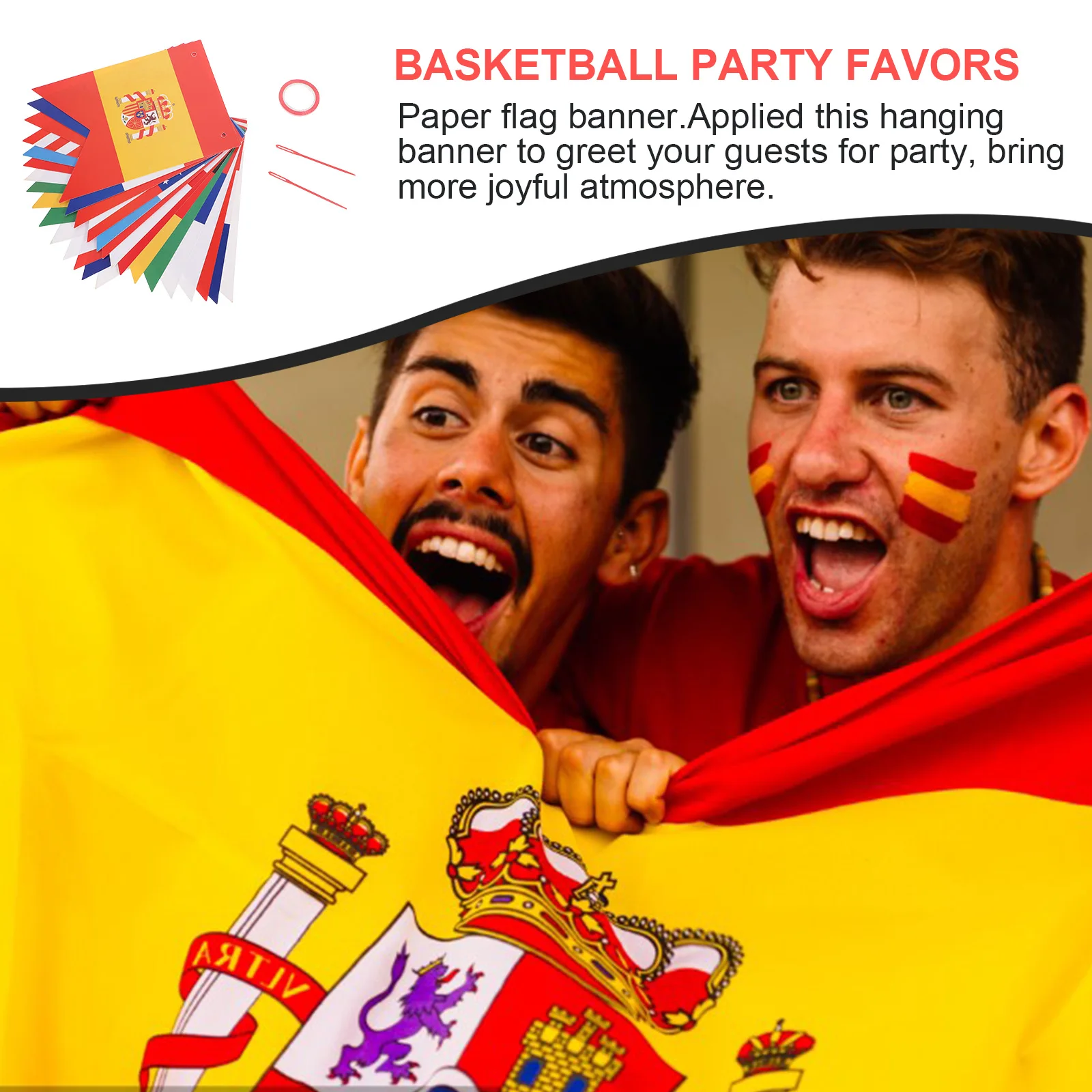 

2pcs International Bunting Banner Vivid Color Sports Party Classroom Basketball Celebration Decorations World Flags Hispanic