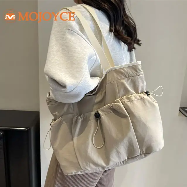 Nylon Drawstring Women's Handbag Large Capacity Solid Shopping Bag Multi-Pocket Ladies Tote Bag All-Match Shoulder Underarm Bags