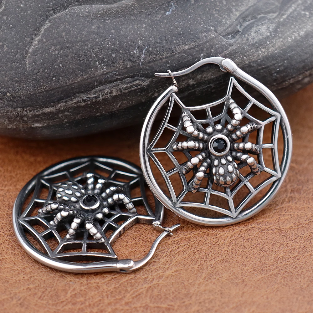 Punk Goth Animal spider Earrings For Women Stainless Steel Handsome Men Personality Motorcycle Animal Earrings Halloween Jewelry