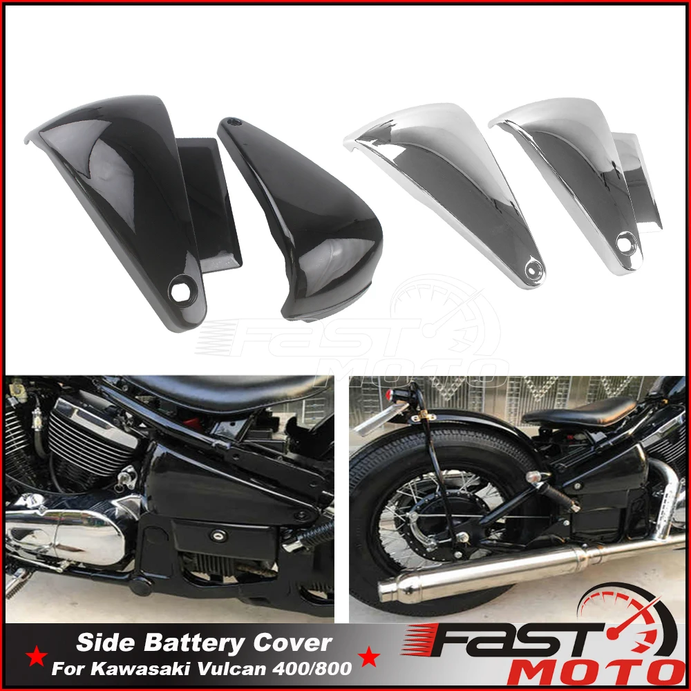 

Black/Chrome Motorcycle Battery Side Fairing Cover For Kawasaki Vulcan 400 800 VN400 VN800 95-06 Motorbike Side Battery Covers