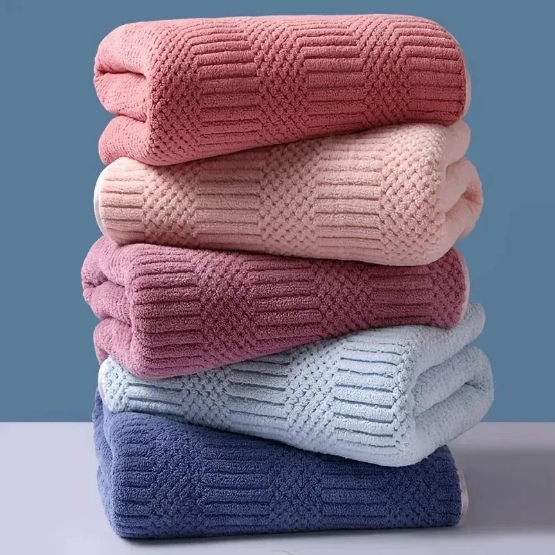 1pc Striped Coral Velvet Hand bath Towel, Soft Quick Drying Towel, Absorbent Hand Towel For Bathroom