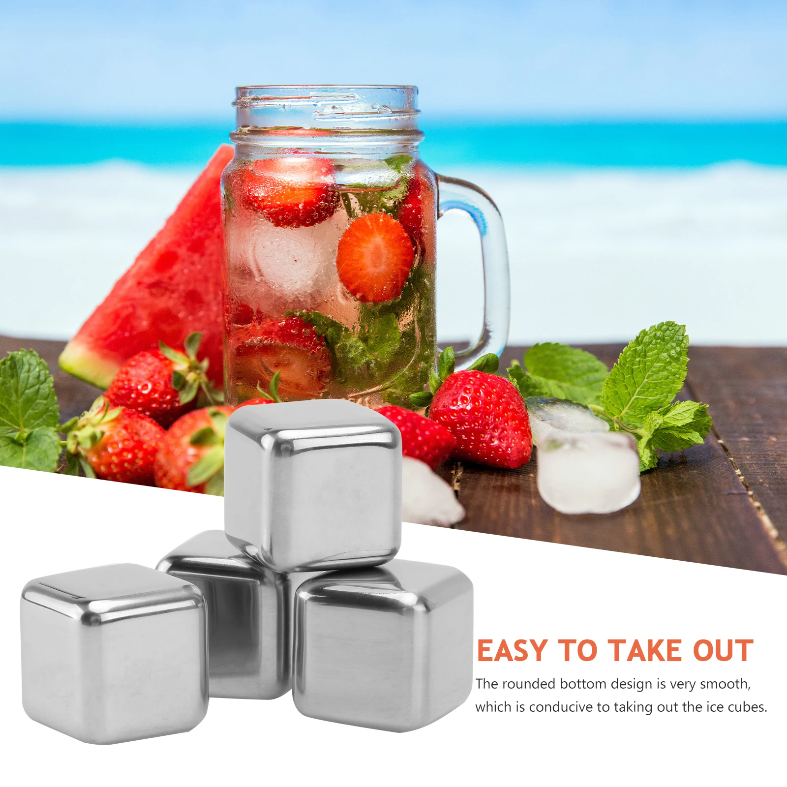 

1 set 1 Set Stainless Steel Ice Cubes Metal Beverage Blocks Reusable For Whiskey Coffee Bar Tools Silver