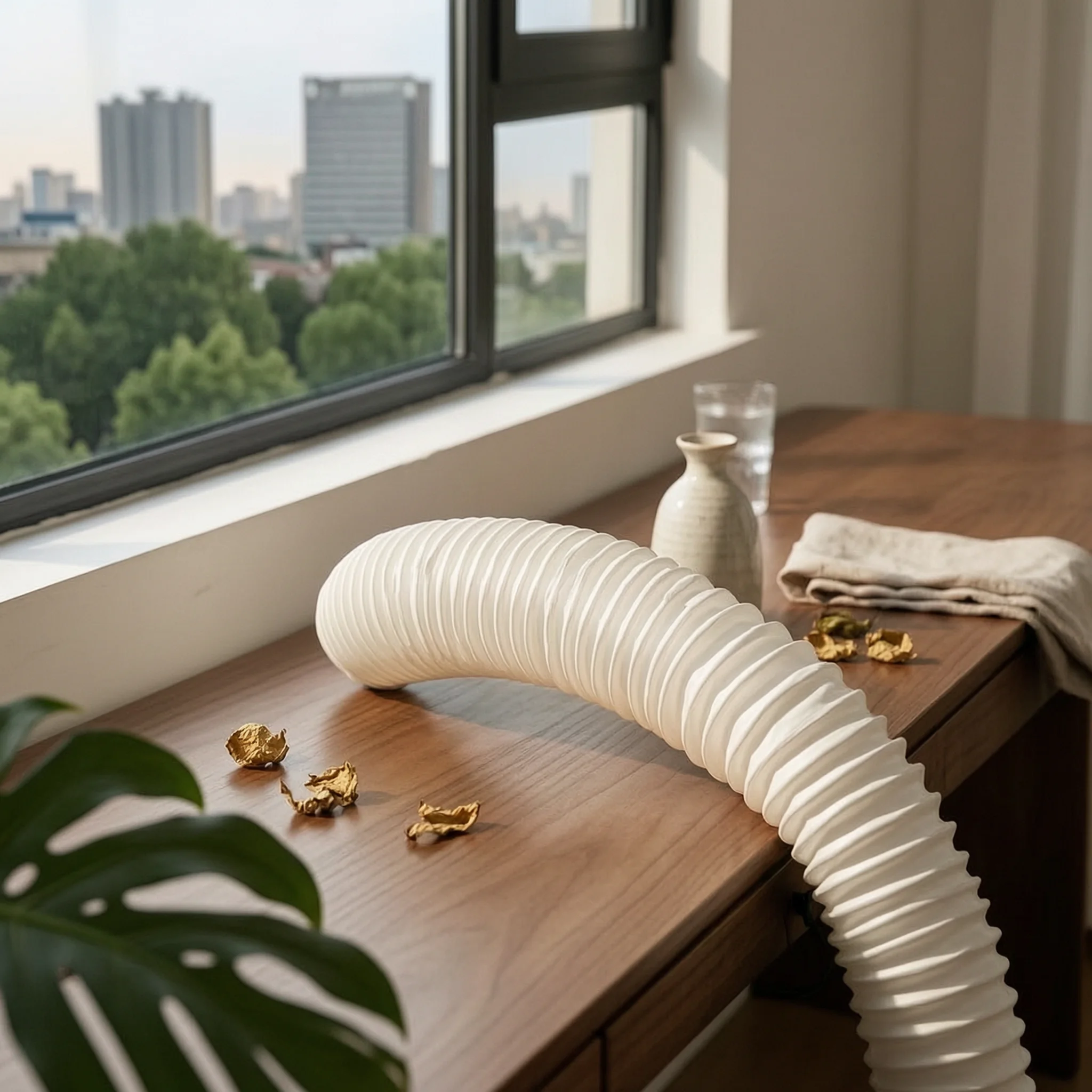 Textile Window Seal with Hose Sleeve Universal Portable Air Conditioning Window Seal Kit Baffle Soft White