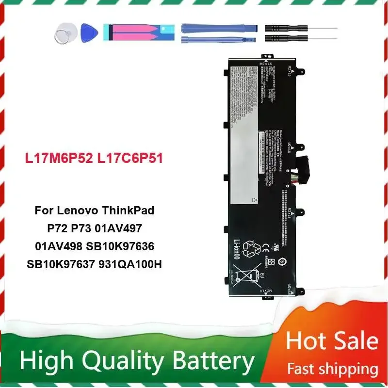 Robust 8690mAh L17M6P52 L17C6P51 For Lenovo Thinkpad P72 P73 01AV497 01AV498 SB10K97636 SB10K97637 931QA100H Laptop Battery