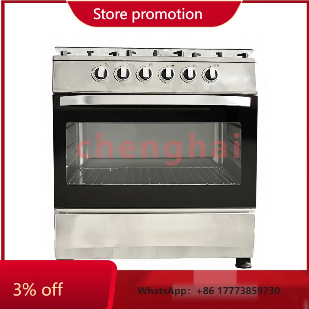 CHKJ for Traditional 5-Burner Stainless Steel Gas Stove with Oven Energy Efficient for Household Kitchen or Outdoor Use 1standin