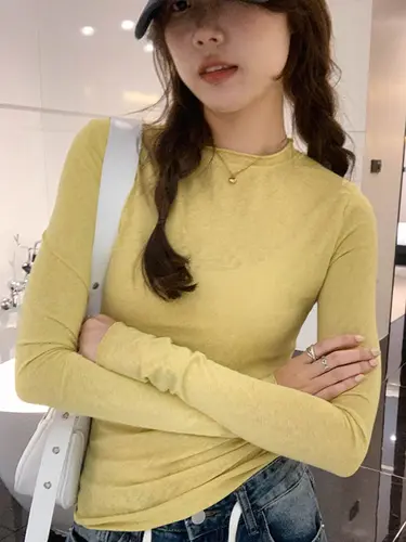 2026 Spring Autumn T shirt Women Tops Solid Slim Fit Long Sleeve O Neck Tshirts Female Casual Streetwear High Quality Base Tees - Image 5