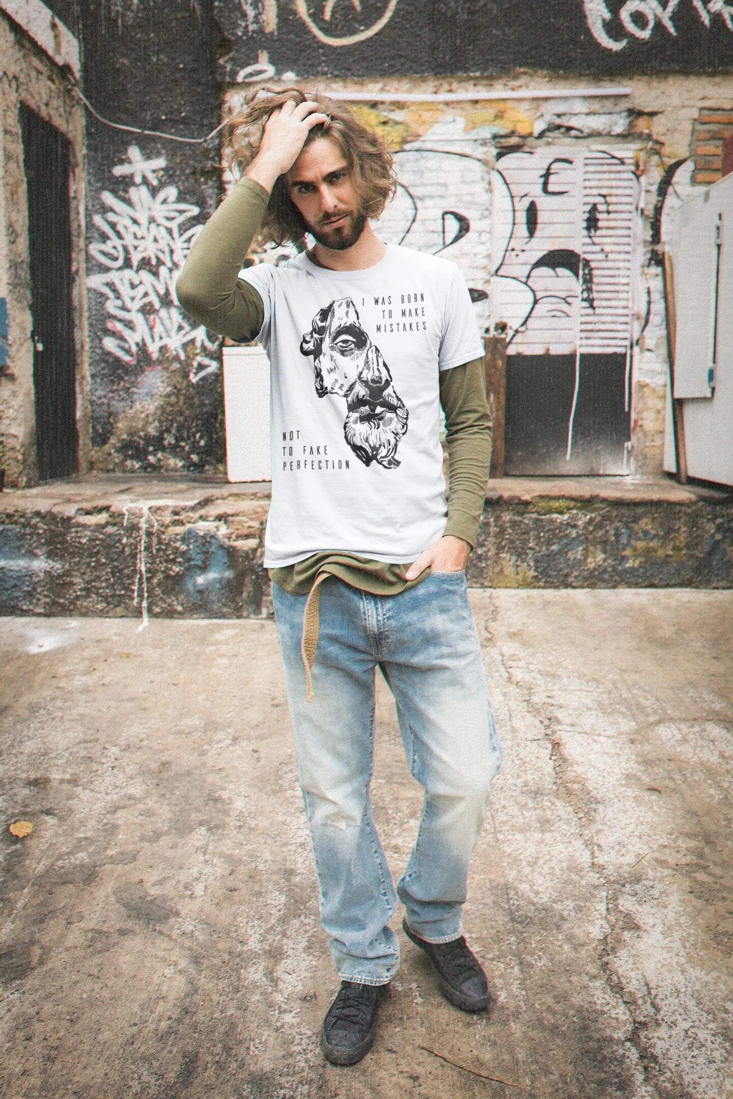 Jaren 90 Kleding Goth Ik Ben Geboren Om Fouten Te Maken, Niet Nep Perfectie Esthetische Heren T-Shirt Dames Tattoo