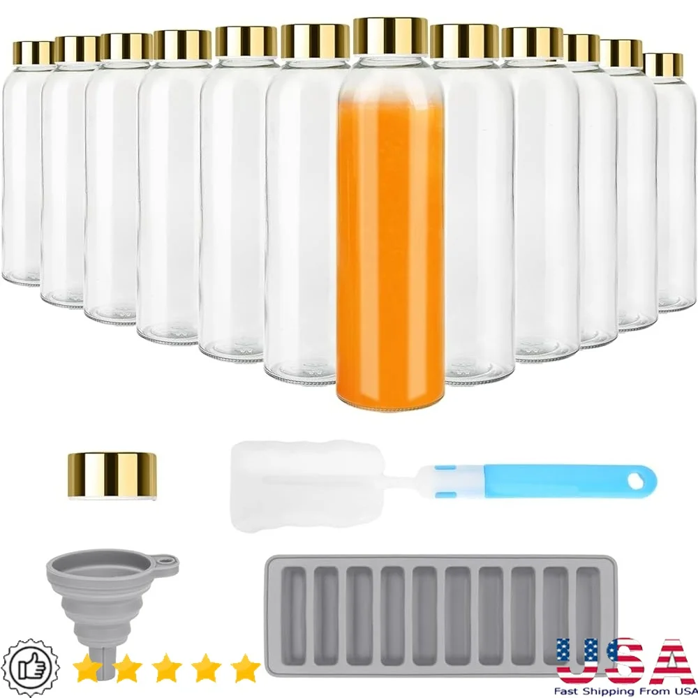 

Reusable Glass Water Bottles with Lids Leak Proof Juicing Containers Portable Drinking Jars Juice Smoothies Tea Fitness